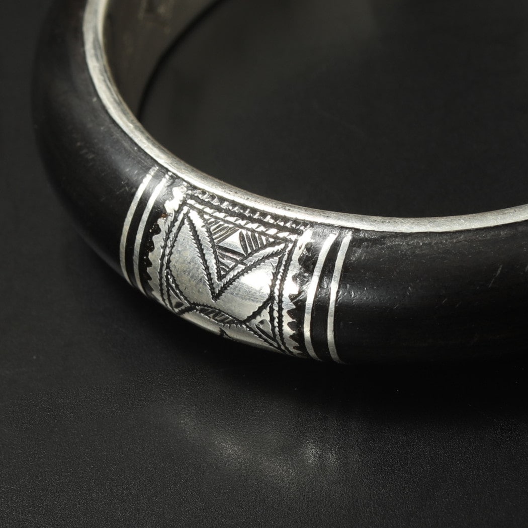 TOUAREG SILVER JEWELRY トゥアレグ シルバー ジュエリー POURE SILVER BANGLE シルバーブレスレット BR9 エボニーウッド シルバー