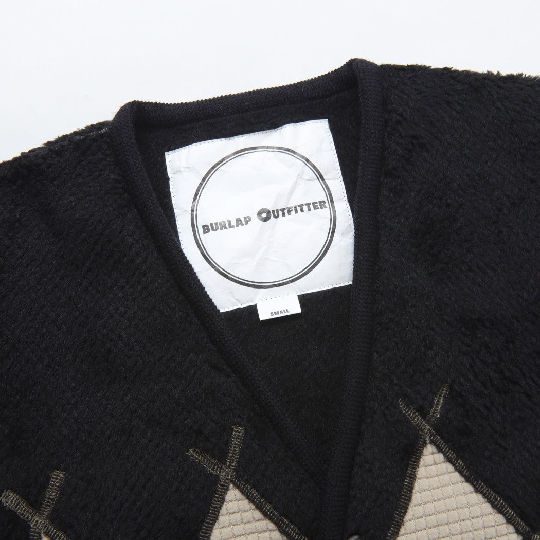 BURLAP OUTFITTER バーラップアウトフィッター アーガイル フリース カーディガン ブラック×モスグリーン ARGYLE FLEECE CARDIGAN BLACK-MOS