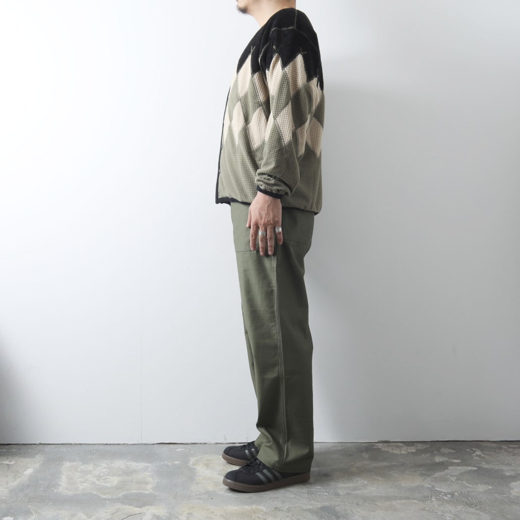 BURLAP OUTFITTER バーラップアウトフィッター アーガイル フリース カーディガン ブラック×モスグリーン ARGYLE FLEECE CARDIGAN BLACK-MOS