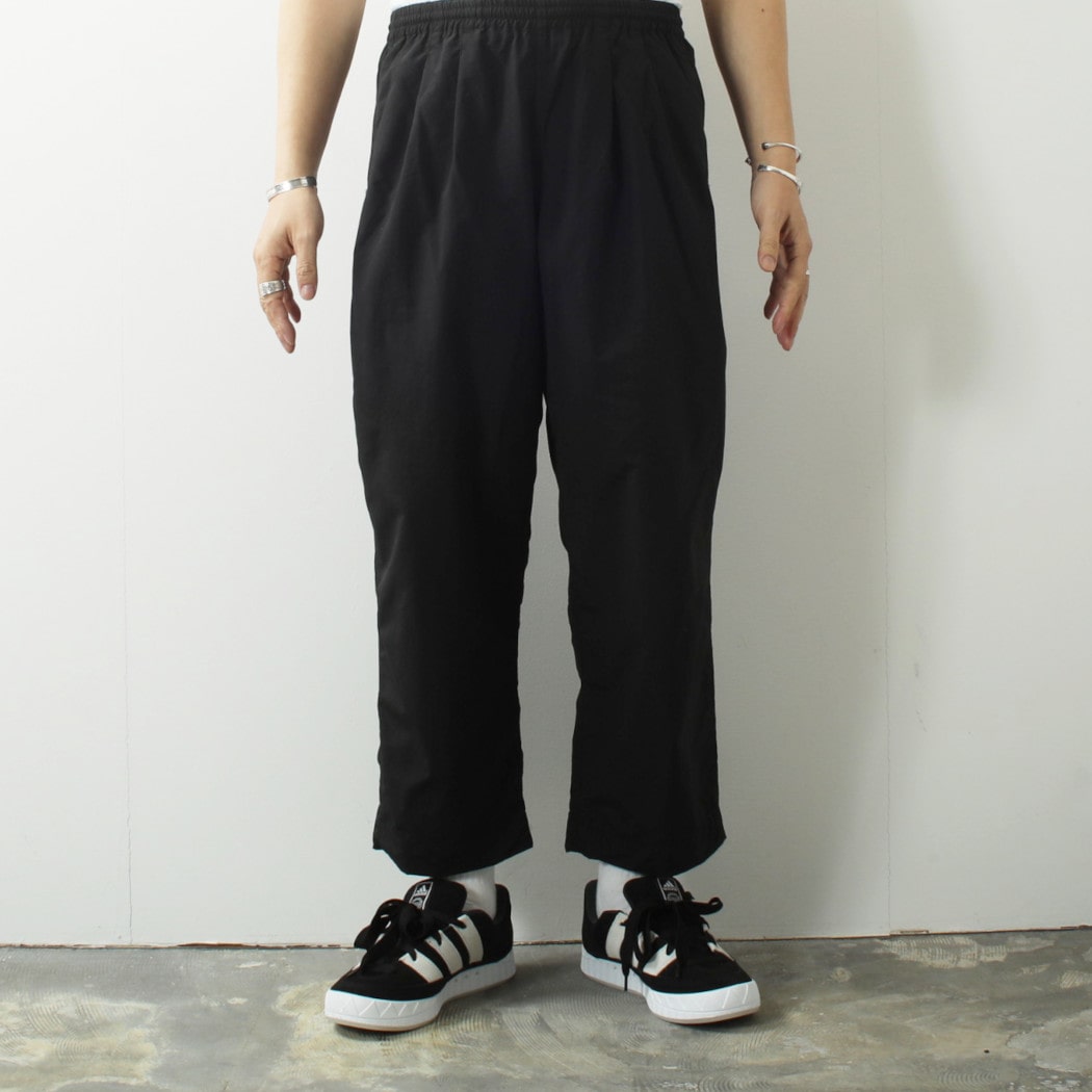 BURLAP OUTFITTER バーラップアウトフィッター サプレックスナイロン 九分丈 ワイドトラックパンツ ブラック TRACK PANT WIDE BLACK