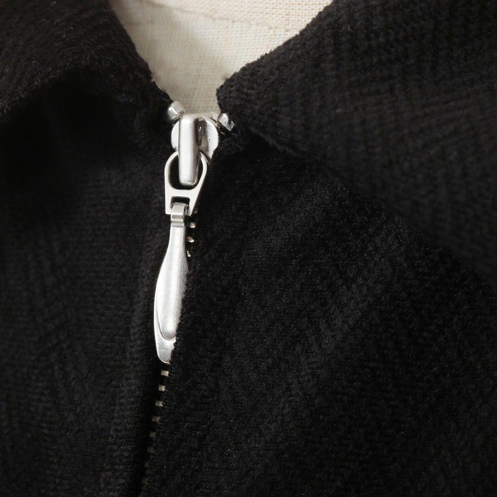ATHA アタ ジップブルゾン ベロア ヘリンボーン ブラック VELOUR HERRINGBONE ZIP-UP BLOUSON BLACK