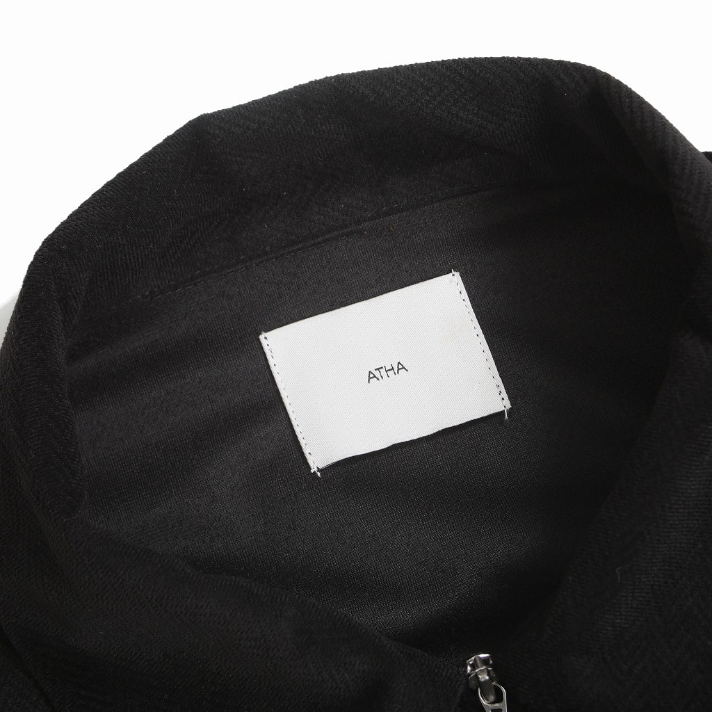 ATHA アタ ジップブルゾン ベロア ヘリンボーン ブラック VELOUR HERRINGBONE ZIP-UP BLOUSON BLACK