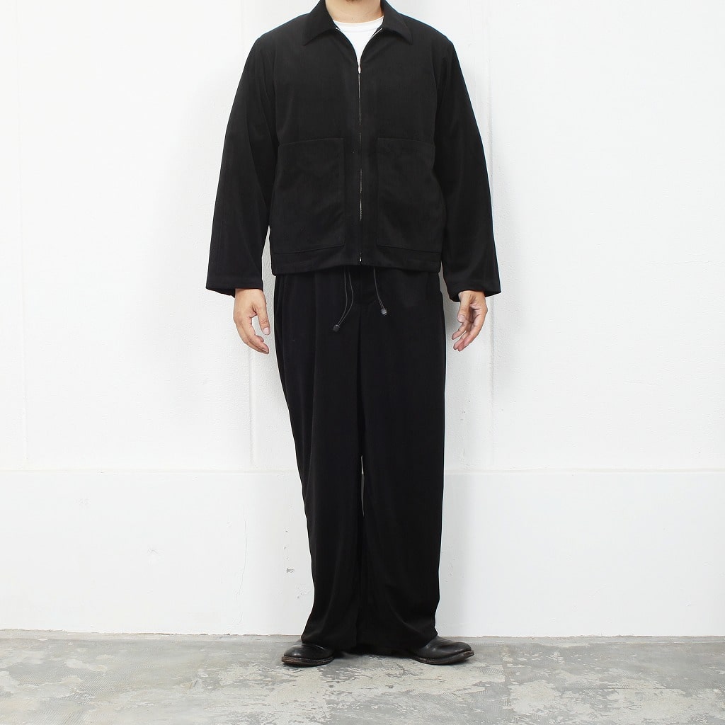 ATHA アタ ジップブルゾン ベロア ヘリンボーン ブラック VELOUR HERRINGBONE ZIP-UP BLOUSON BLACK