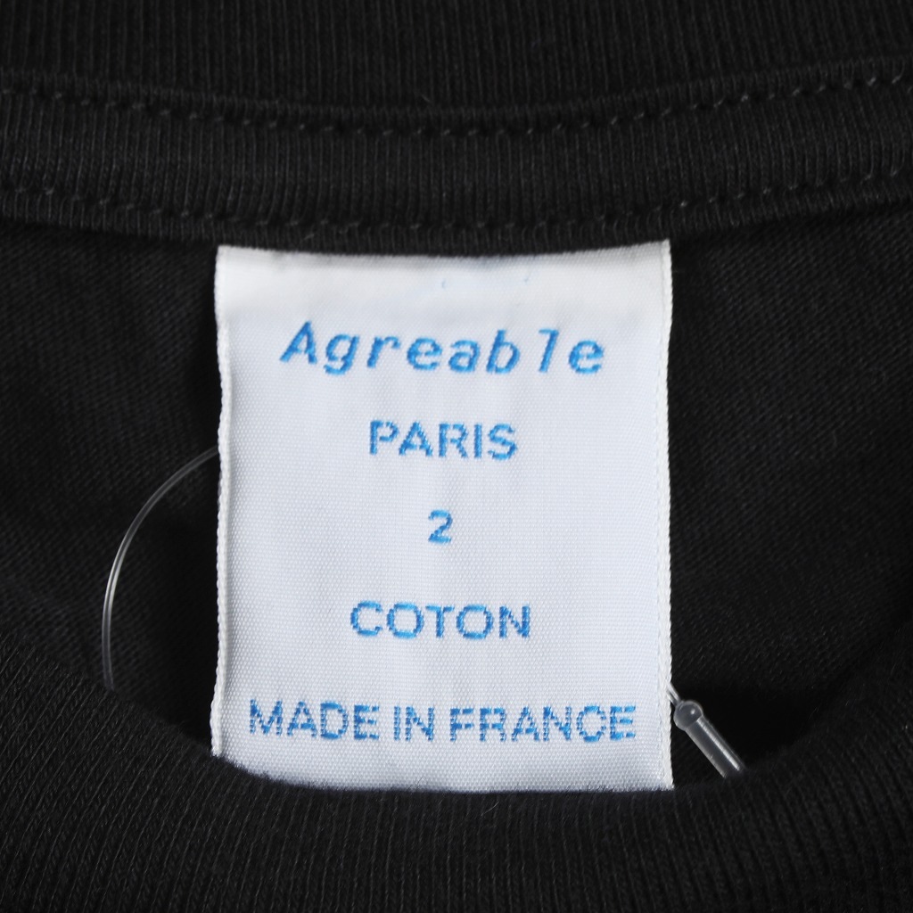 Agreable アグレアーブル カットソー 七分袖 コットン天竺  Tシャツ ブラック