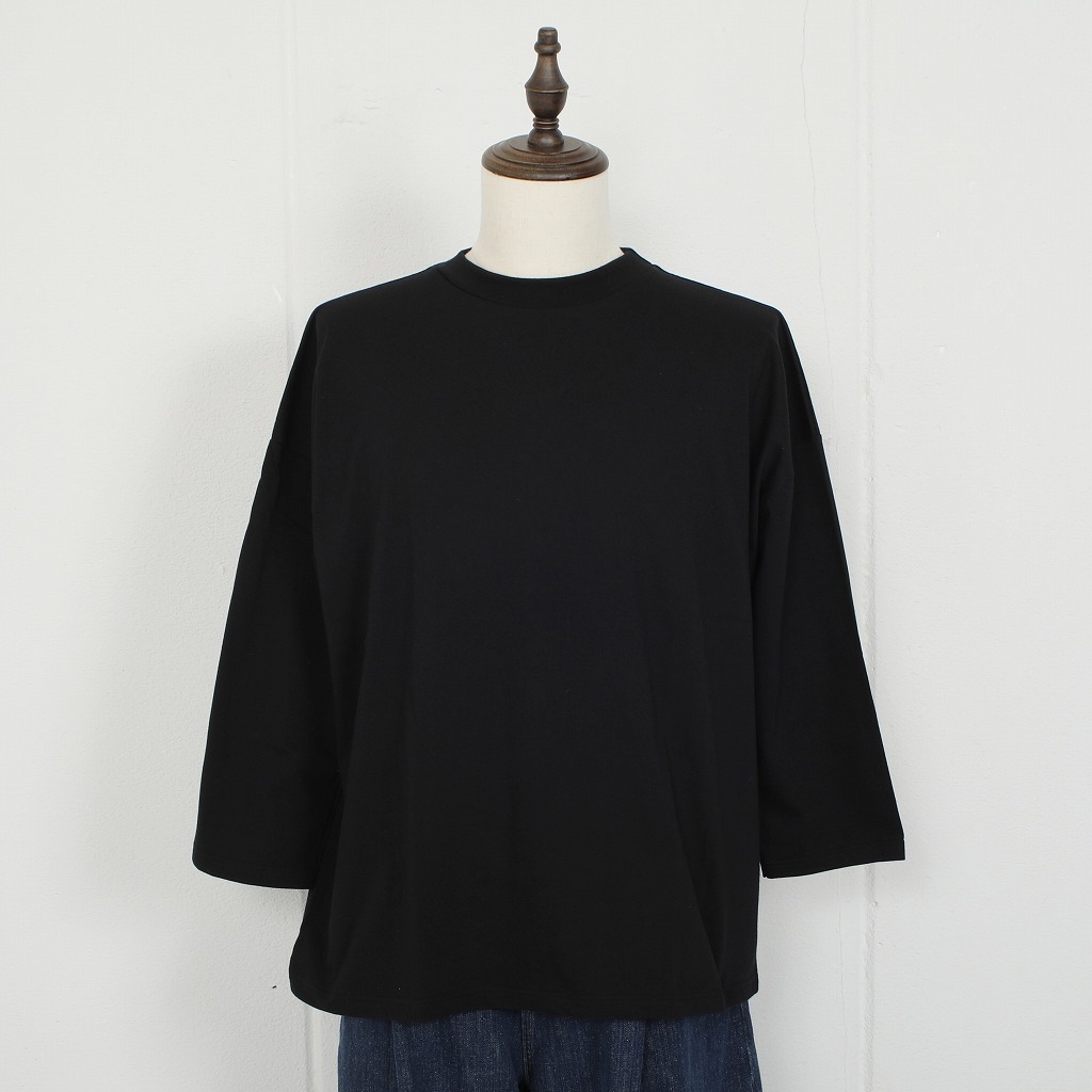 Agreable アグレアーブル カットソー 七分袖 コットン天竺  Tシャツ ブラック