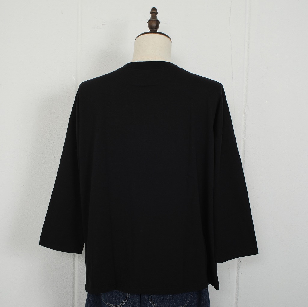 Agreable アグレアーブル カットソー 七分袖 コットン天竺  Tシャツ ブラック