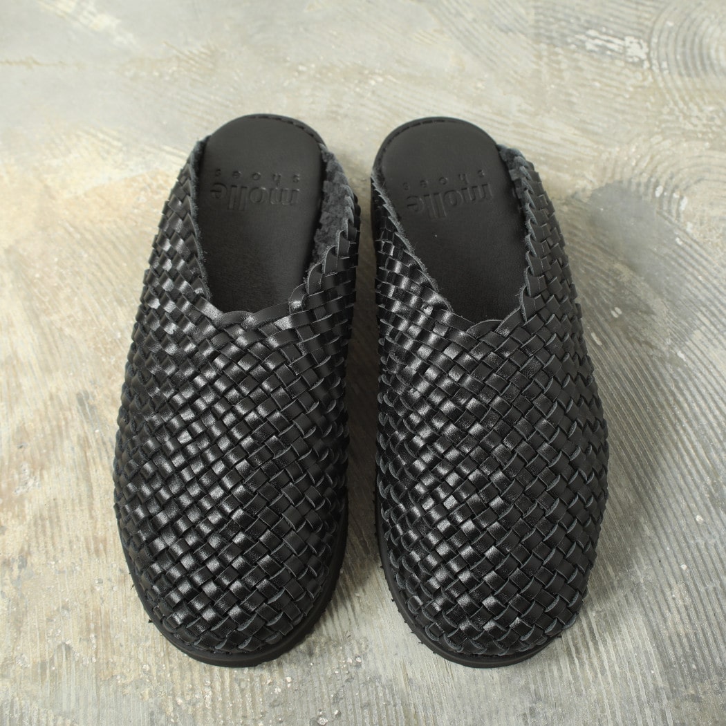 molle shoes モールシューズ ウーブンレザークロッグ ブラック WOVEN LEATHER CROG BLACK