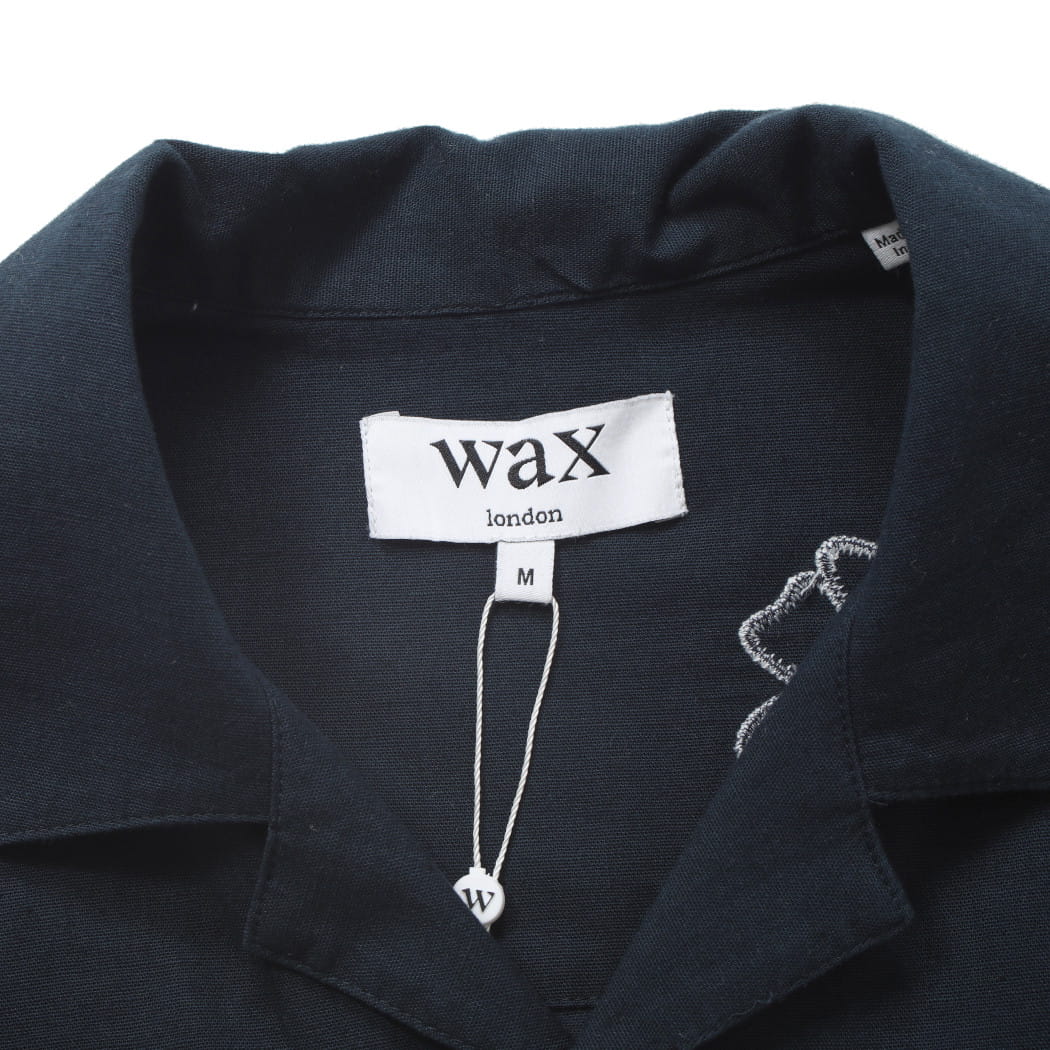WAX LONDON ワックスロンドン フラワー刺繍 ショートスリーブシャツ ネイビー マルチカラー Navy And Multicolour Floral Applique Short-Sleeve Shirt
