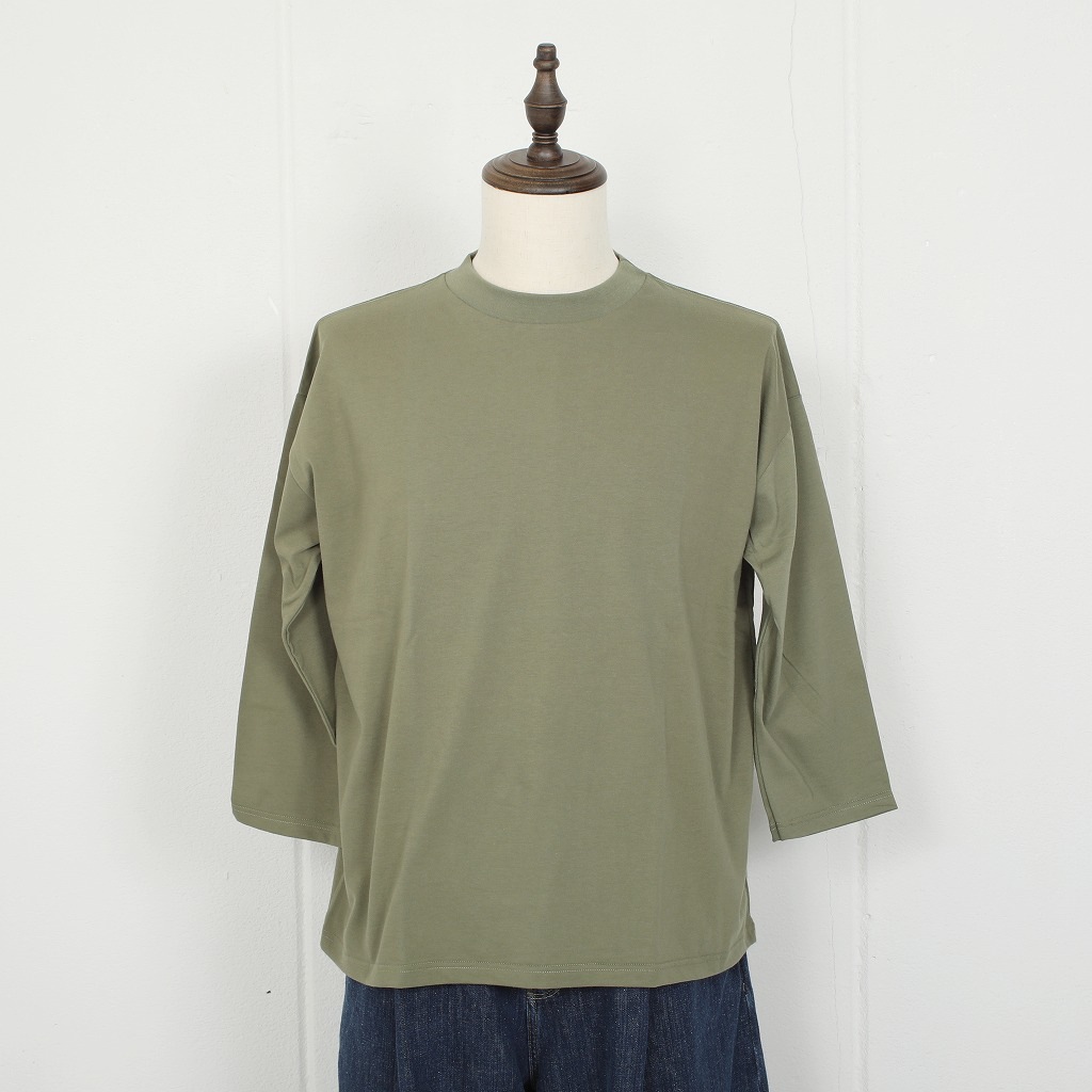 Agreable アグレアーブル カットソー 七分袖 コットン天竺  Tシャツ カーキ