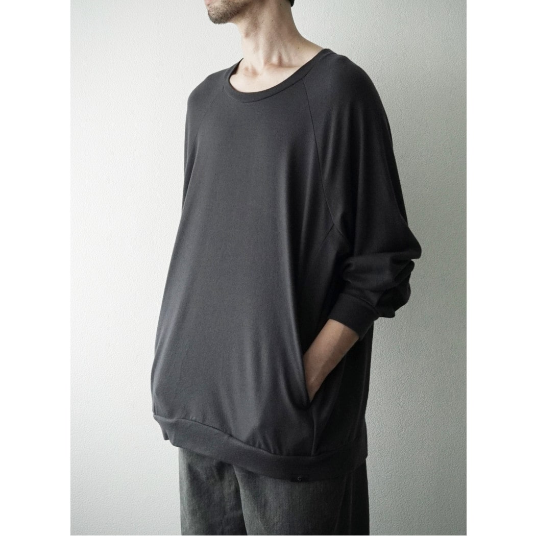 capertica カペルチカ スーパー140s ウォッシャブルウール ポケット付き スウェット トレーナー MW_Jersey CARBONGRAY 