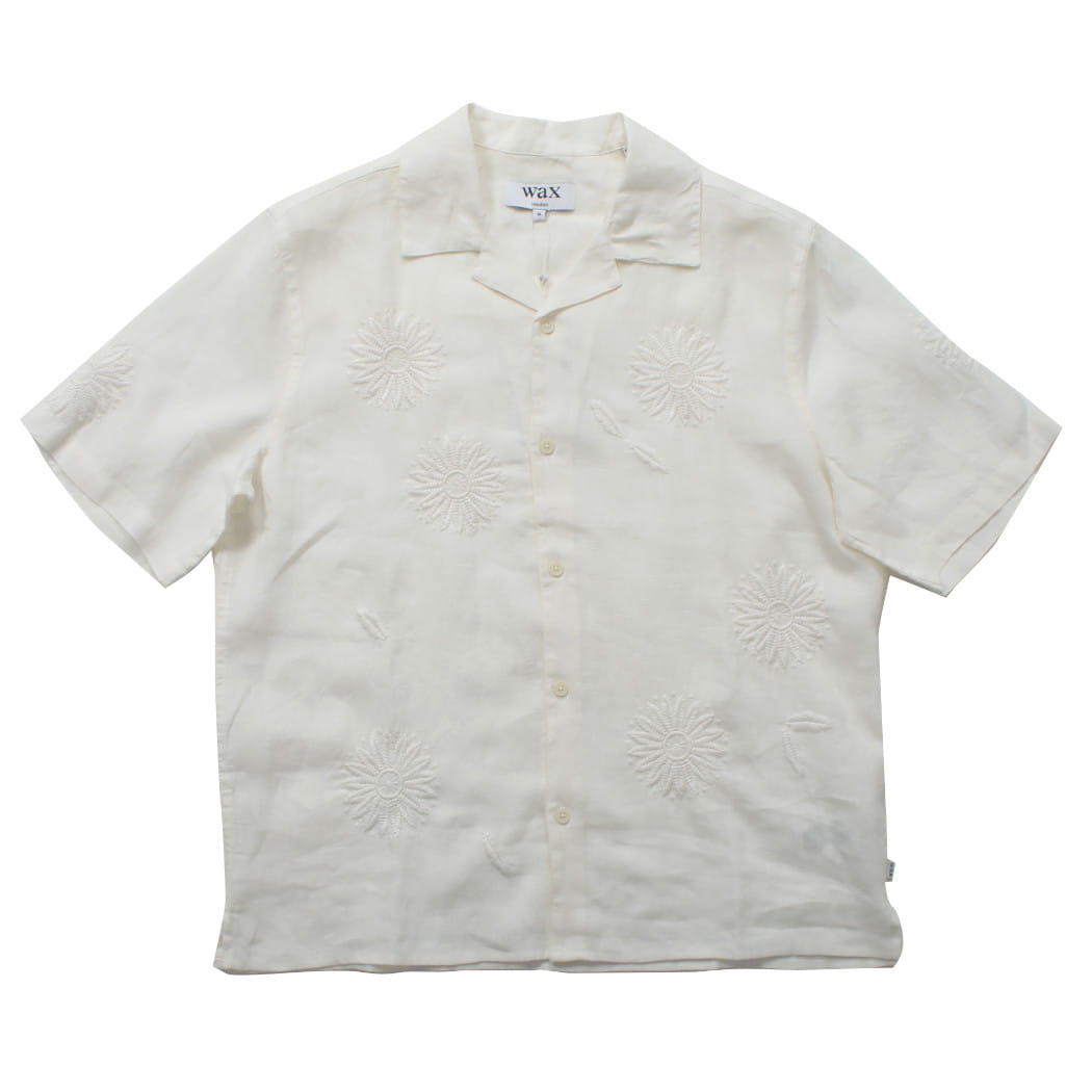 WAX LONDON ワックスロンドン Didcot ワックスロンドン フラワー刺繍 ショートスリーブシャツ ホワイト White Flower Embroidered Short-Sleeve Shirt WHIT