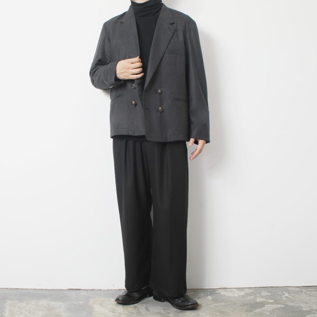 INTERIM LEATHER PIPING DOUBLE JACKET 2/80 スーパー120'S ライト