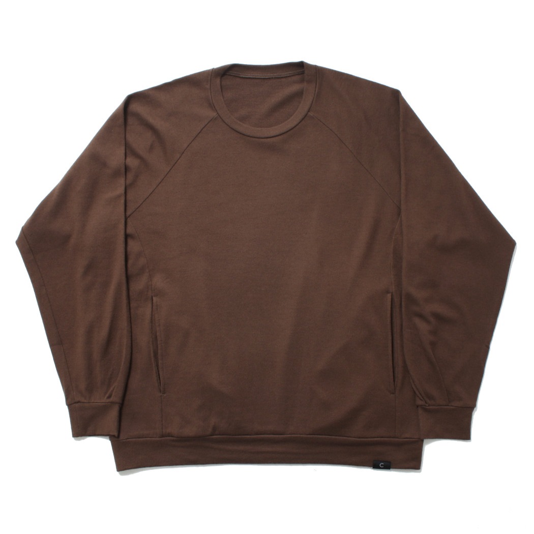 capertica カペルチカ スーパー140s ウォッシャブルウール ポケット付き スウェット トレーナー MW_Jersey TAN
