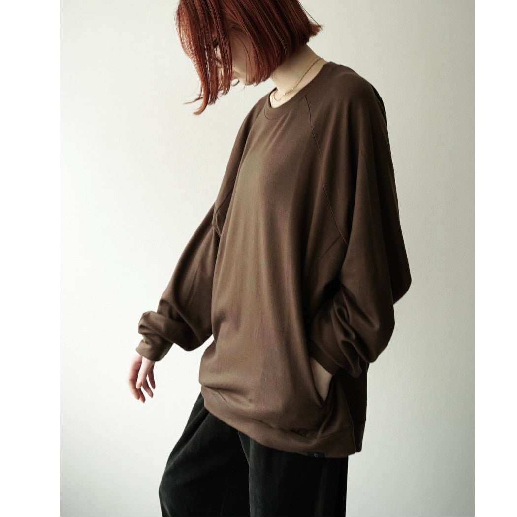 capertica カペルチカ スーパー140s ウォッシャブルウール ポケット付き スウェット トレーナー MW_Jersey TAN