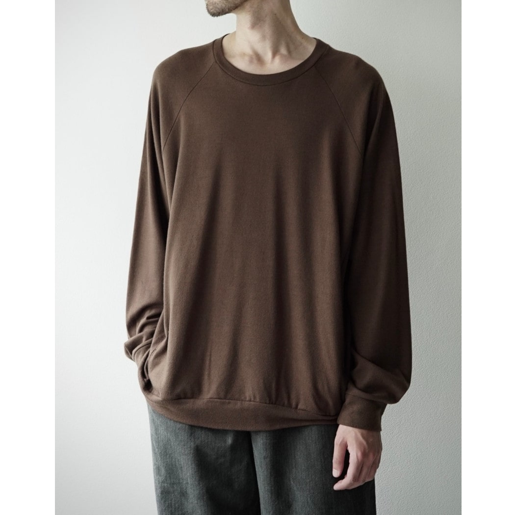 capertica カペルチカ スーパー140s ウォッシャブルウール ポケット付き スウェット トレーナー MW_Jersey TAN