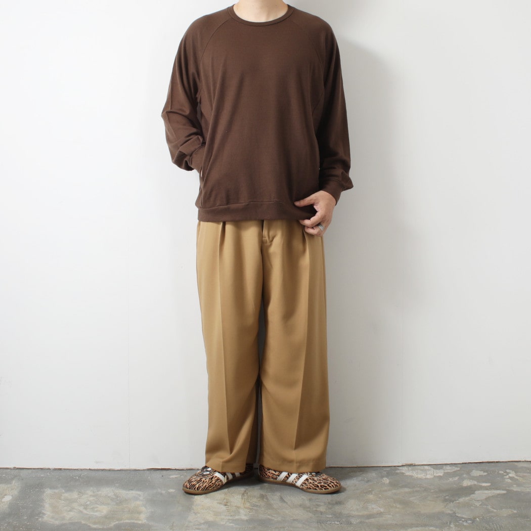 capertica カペルチカ スーパー140s ウォッシャブルウール ポケット付き スウェット トレーナー MW_Jersey TAN