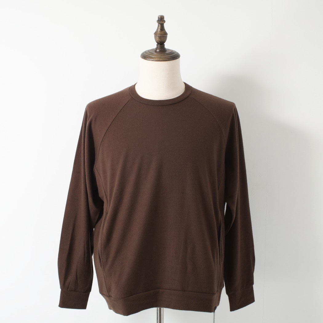 capertica カペルチカ スーパー140s ウォッシャブルウール ポケット付き スウェット トレーナー MW_Jersey TAN