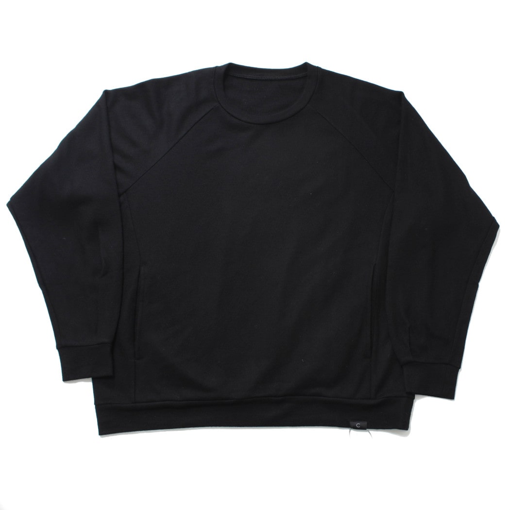 capertica カペルチカ スーパー140s ウォッシャブルウール ポケット付き スウェット トレーナー MW_Jersey BLACK