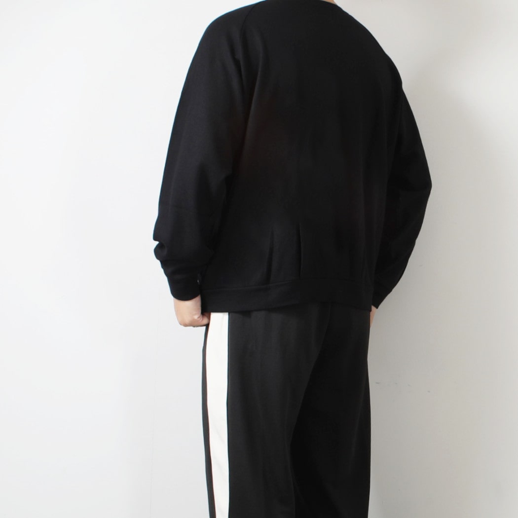 capertica カペルチカ スーパー140s ウォッシャブルウール ポケット付き スウェット トレーナー MW_Jersey BLACK
