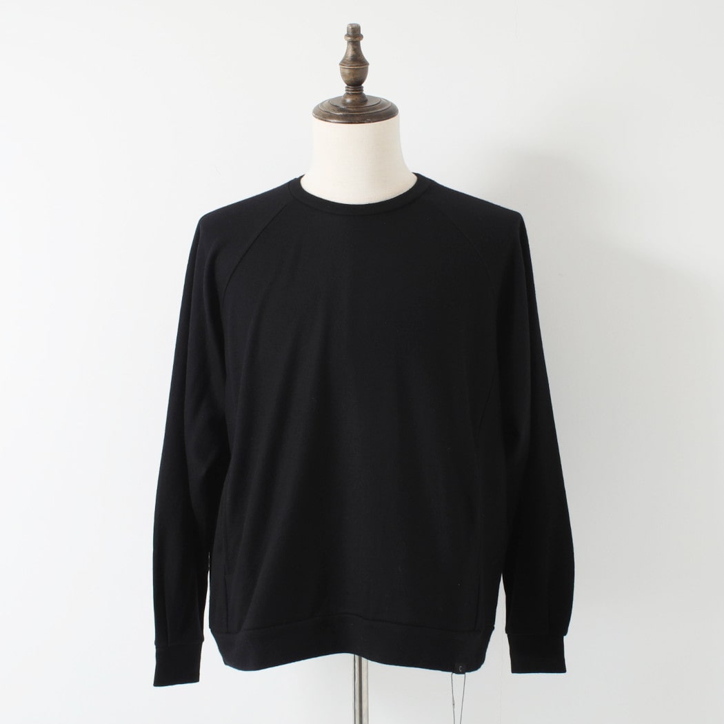 capertica カペルチカ スーパー140s ウォッシャブルウール ポケット付き スウェット トレーナー MW_Jersey BLACK