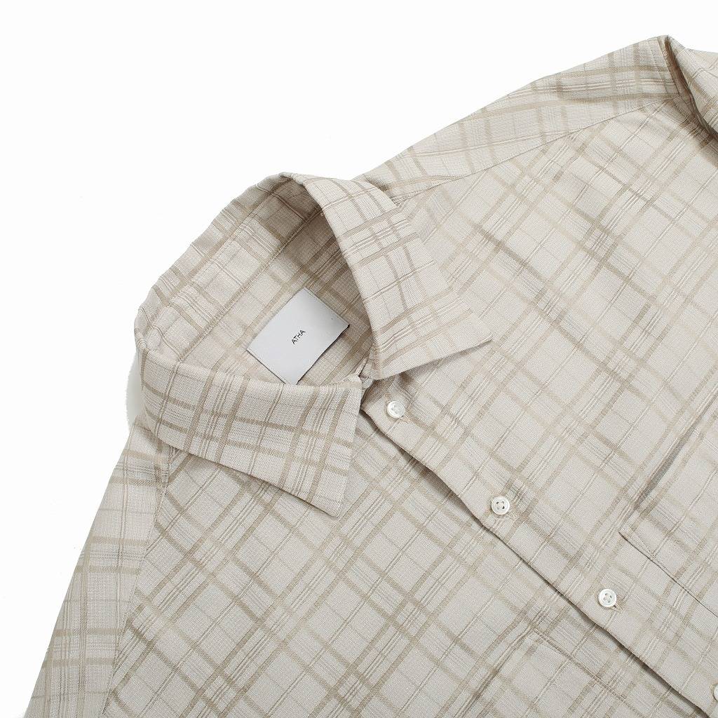ATHA アタ ジャガード チェックロングシャツT/C JACQUARD PLAID LONG SHIRT