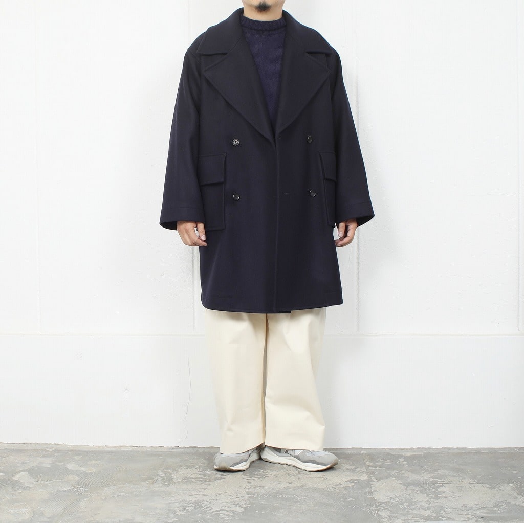 ATHA アタ ダブルメルトン オーバーサイズ ピーコート ネイビー DOUBLE