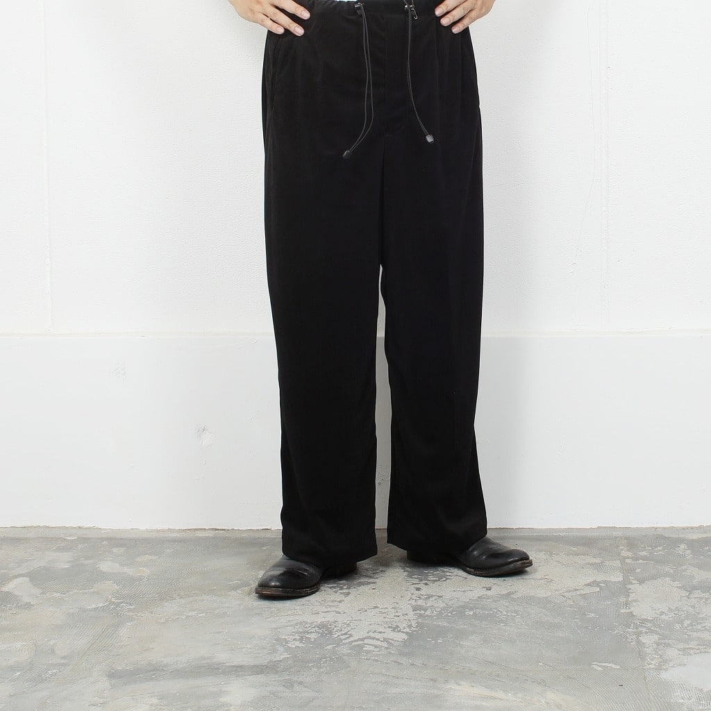 ATHA アタ ワイドイージーパンツ ベロアヘリンボーン ブラック VELOUR HERRINGBONE GATHER WIDE EASY TROUSERS BLACK F