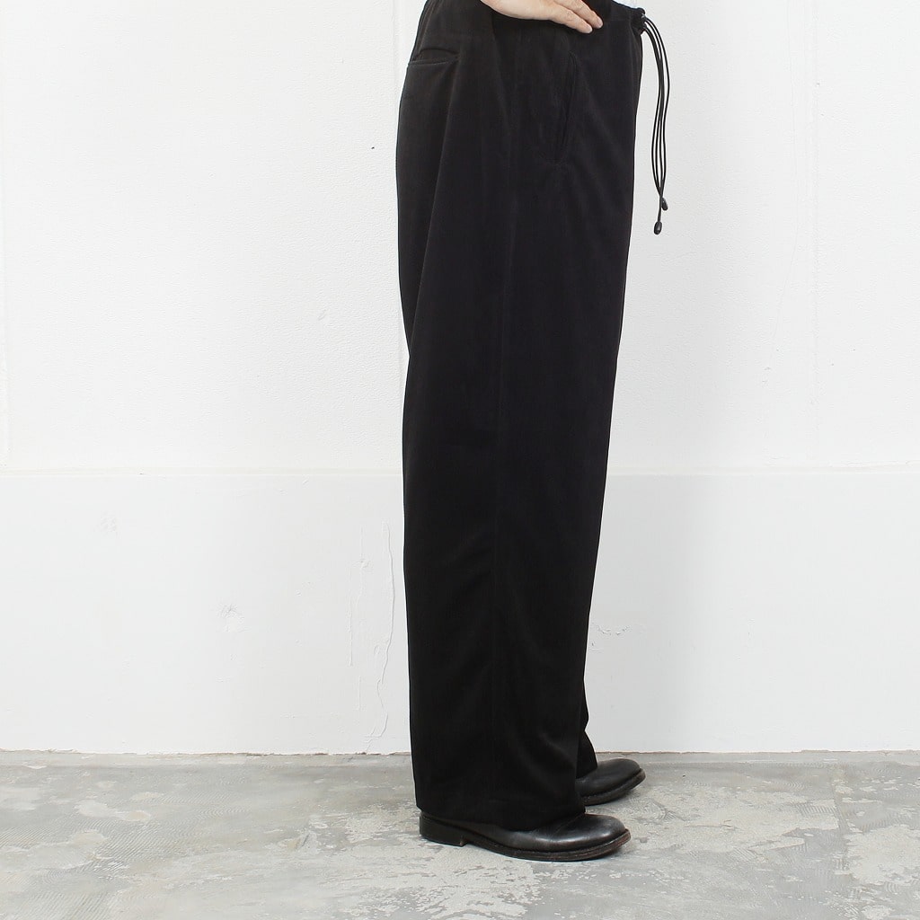 ATHA アタ ワイドイージーパンツ ベロアヘリンボーン ブラック VELOUR HERRINGBONE GATHER WIDE EASY TROUSERS BLACK F