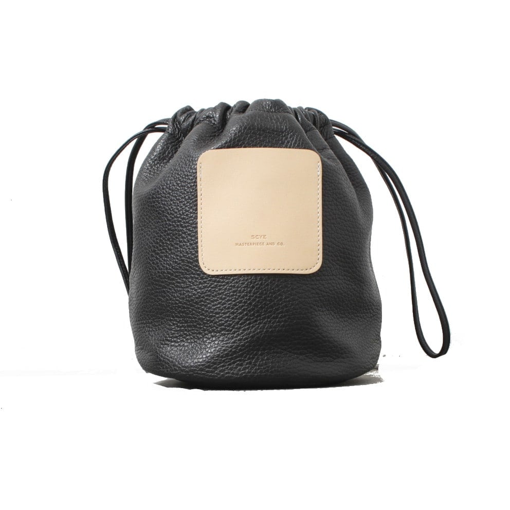 SCYE サイ シュリンクレザードローストリングバッグ ブラック Leather Drawstring Bag