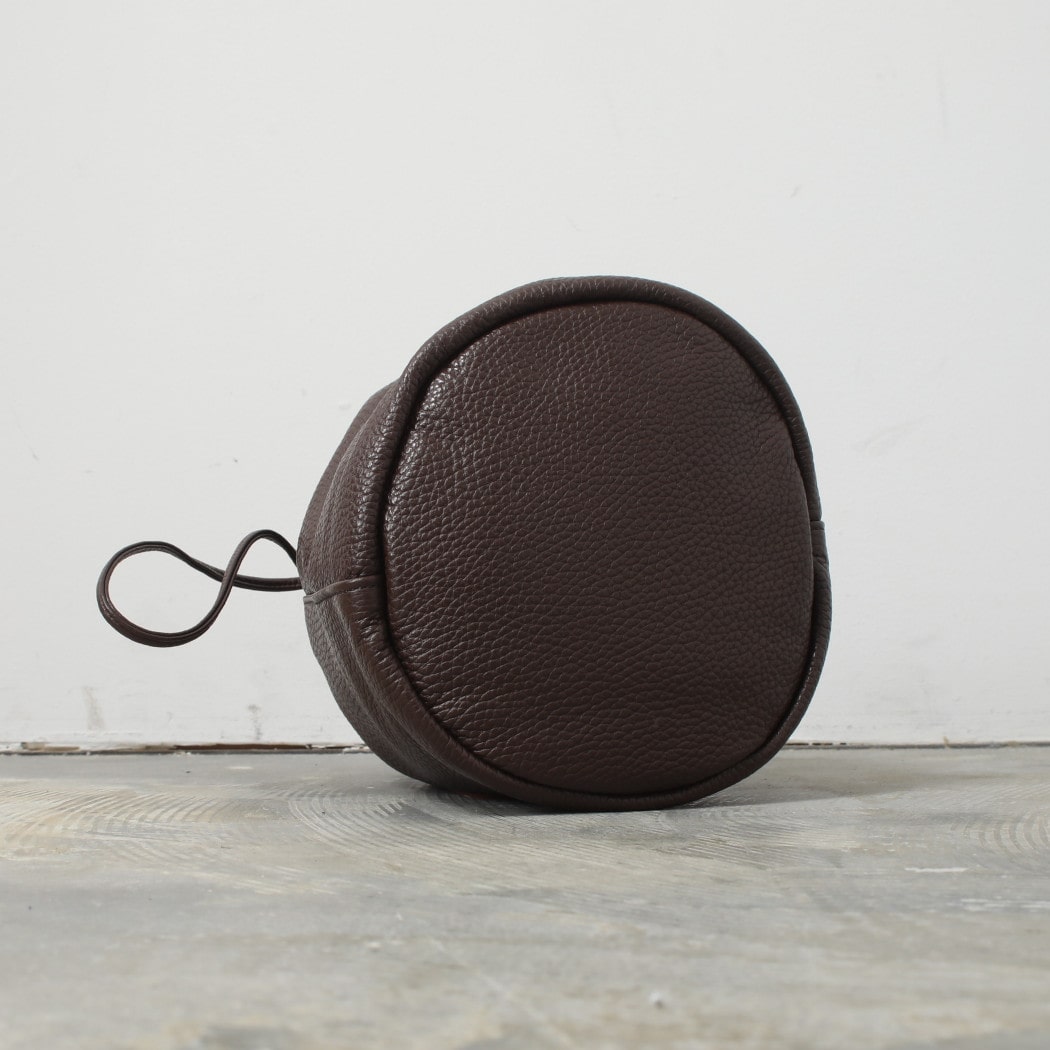 SCYE サイ シュリンクレザードローストリングバッグ Leather Drawstring Bag ダークブラウン