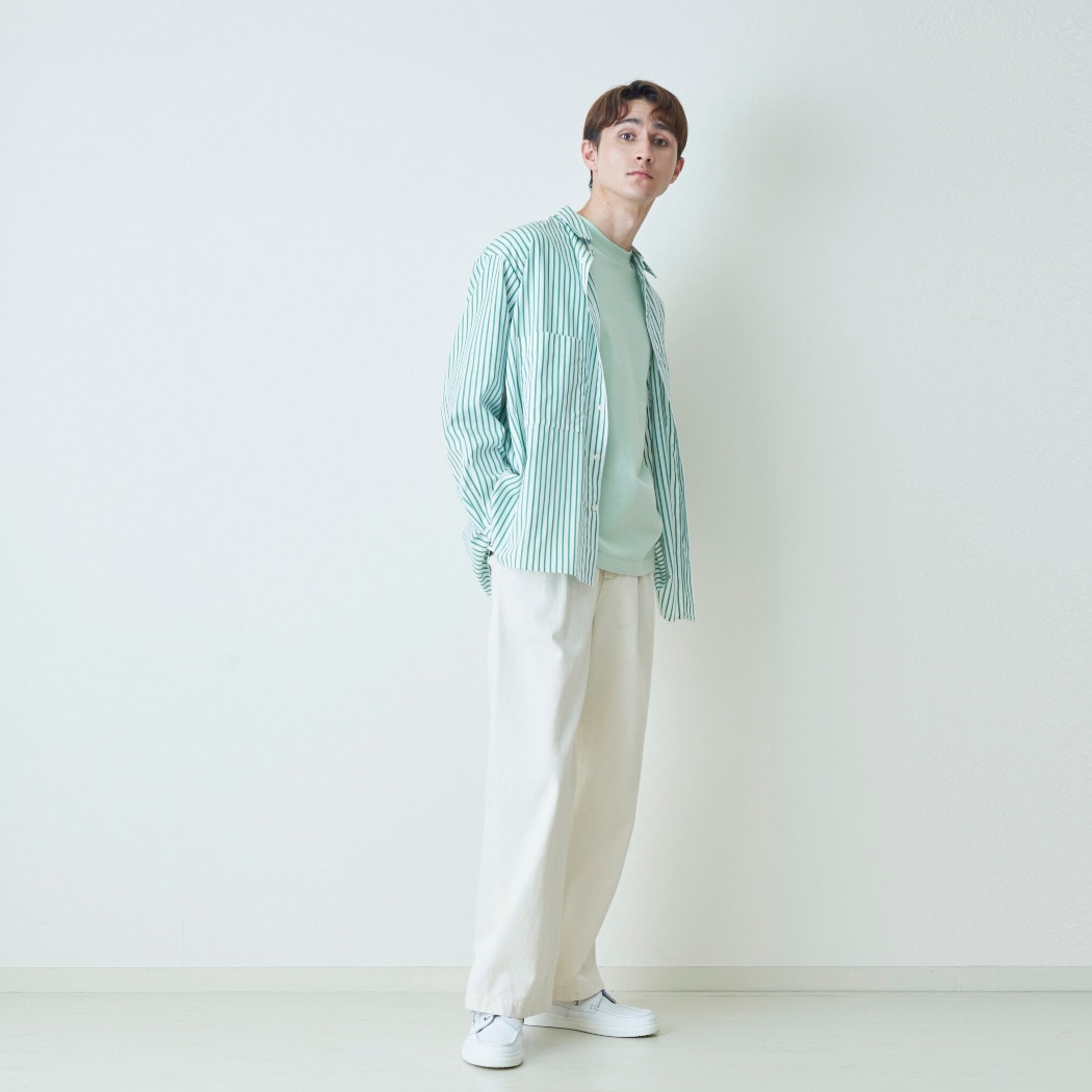 amne アンヌ PIMA STRIPE covered shirt スーピマコットン カバード