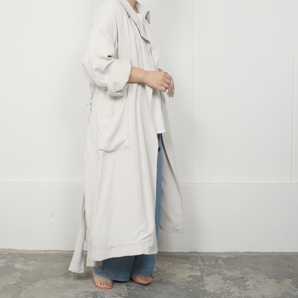 ATHA アタ サテン マキシコート SATIN MAXI COAT ライトグレー