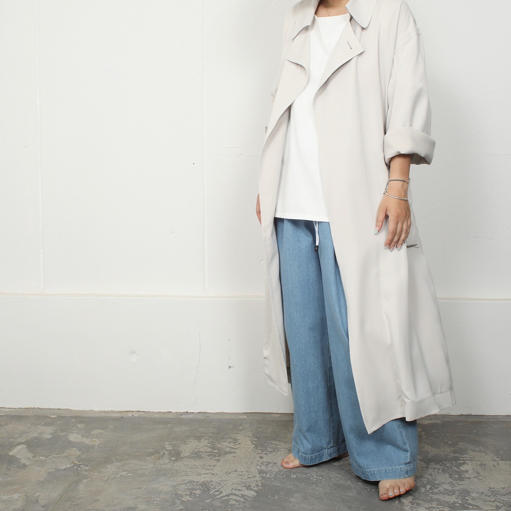 ATHA アタ サテン マキシコート SATIN MAXI COAT ライトグレー