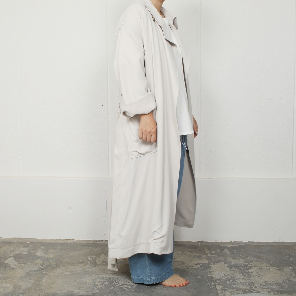 ATHA アタ サテン マキシコート SATIN MAXI COAT ライトグレー