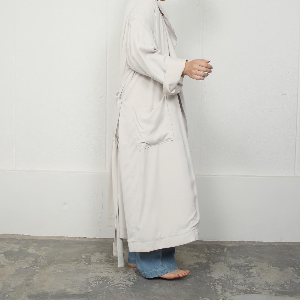 ATHA アタ サテン マキシコート SATIN MAXI COAT ライトグレー
