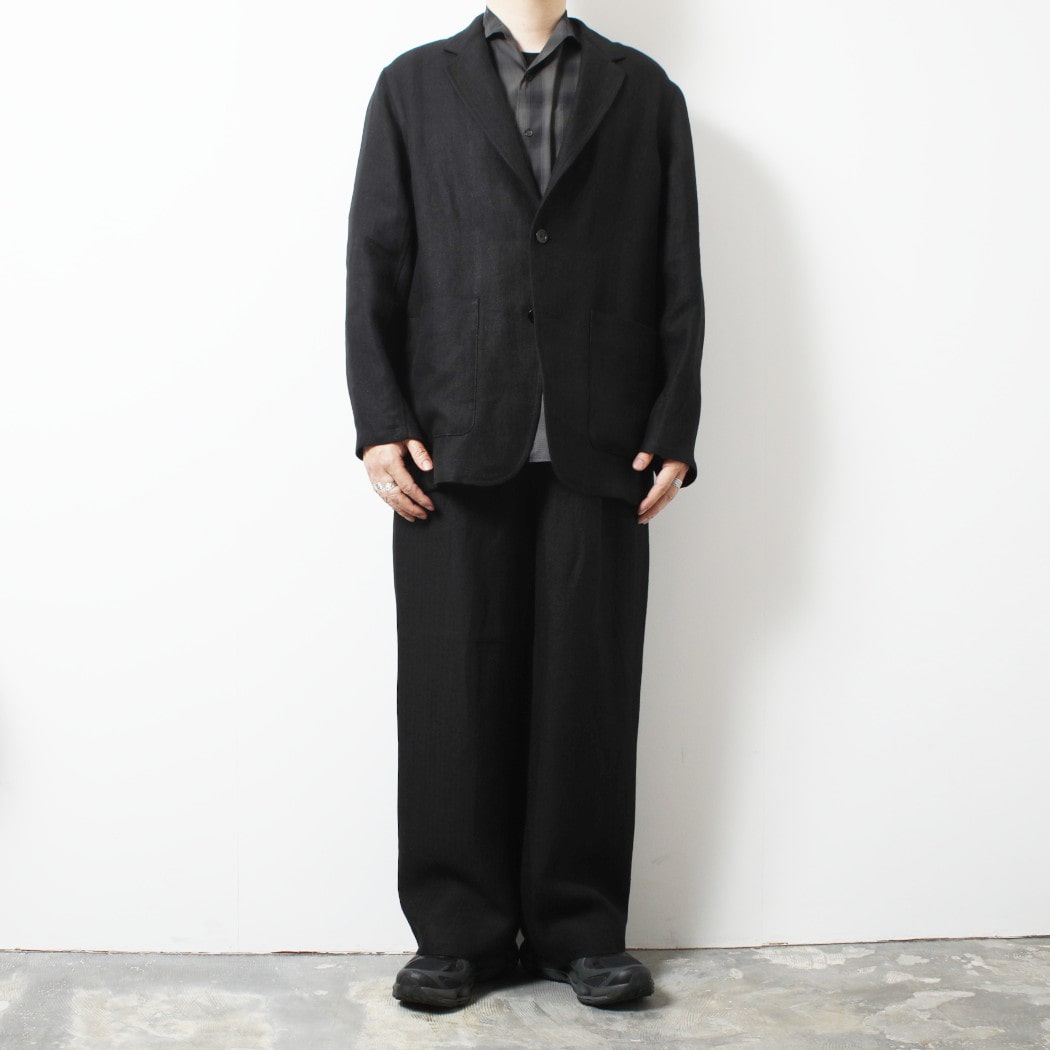 marka 黒 リネンジャケットサイズ2 marka（マーカ） リネンへリンボン ストロールアラウンド ジャケット