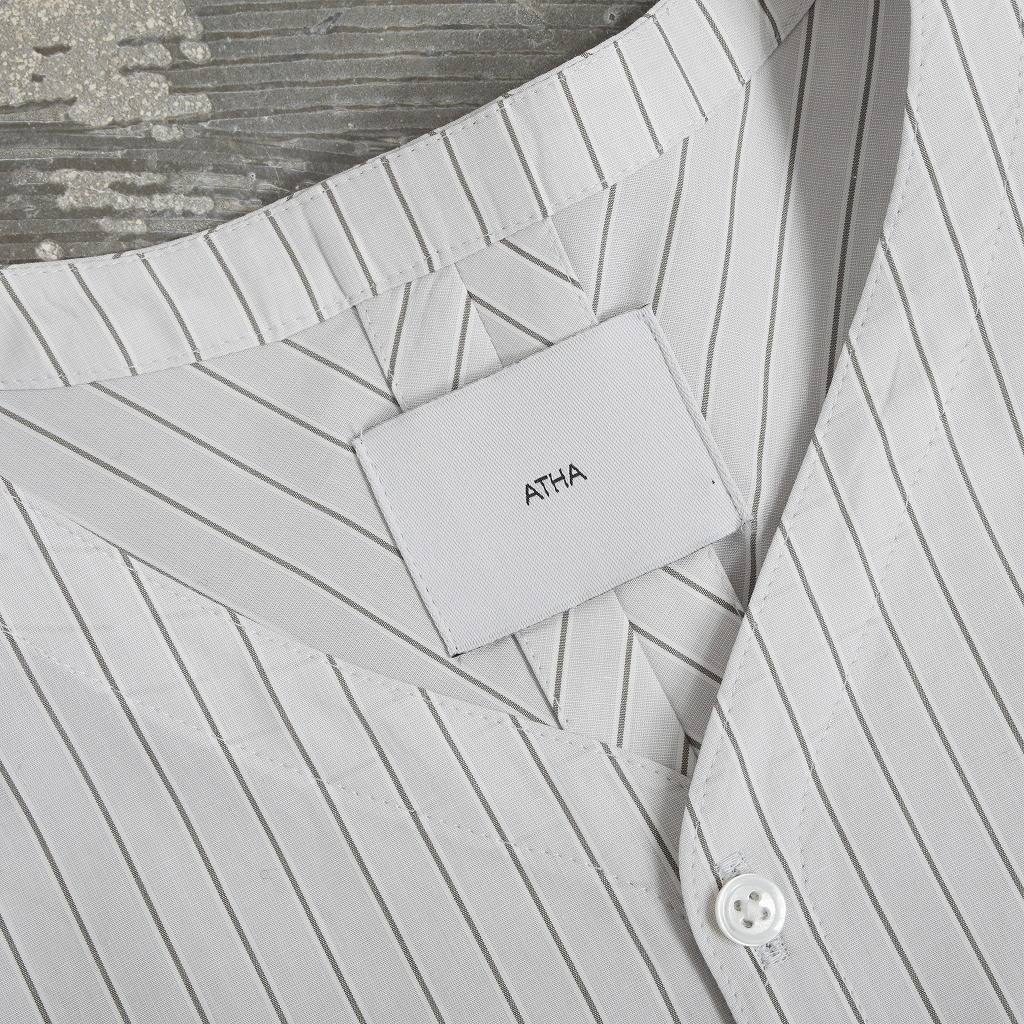 ATHA アタ ダボシャツ グレーストライプ ユニセックス SUPERIOR PIMA STRIPE DABO SHIRT GRY STRIPE