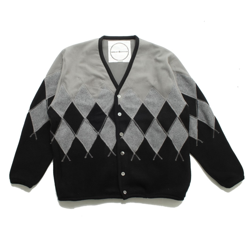 BURLAP OUTFITTER バーラップアウトフィッター アーガイル フリース カーディガン グレー ブラック