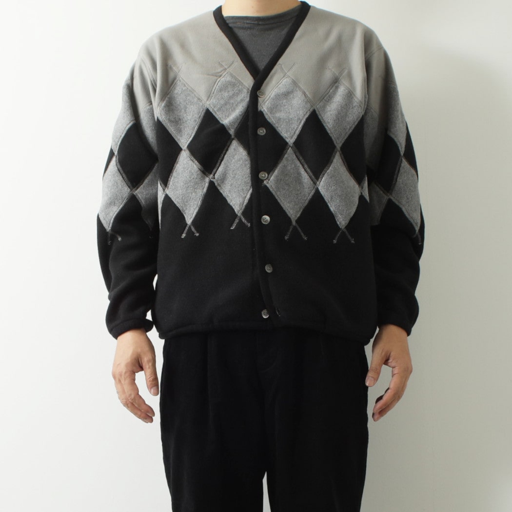 BURLAP OUTFITTER バーラップアウトフィッター アーガイル フリース カーディガン グレー ブラック