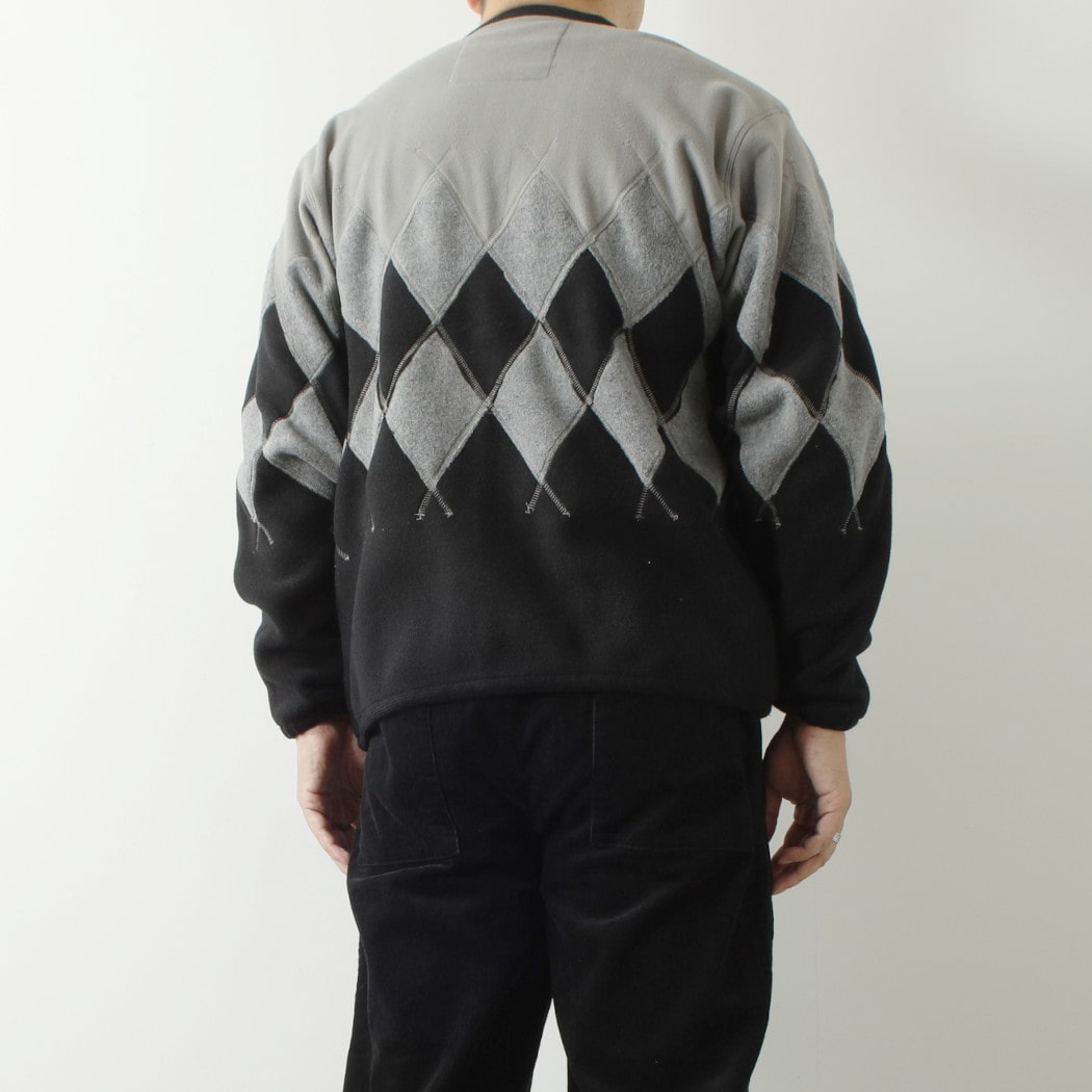 BURLAP OUTFITTER バーラップアウトフィッター アーガイル フリース カーディガン グレー ブラック