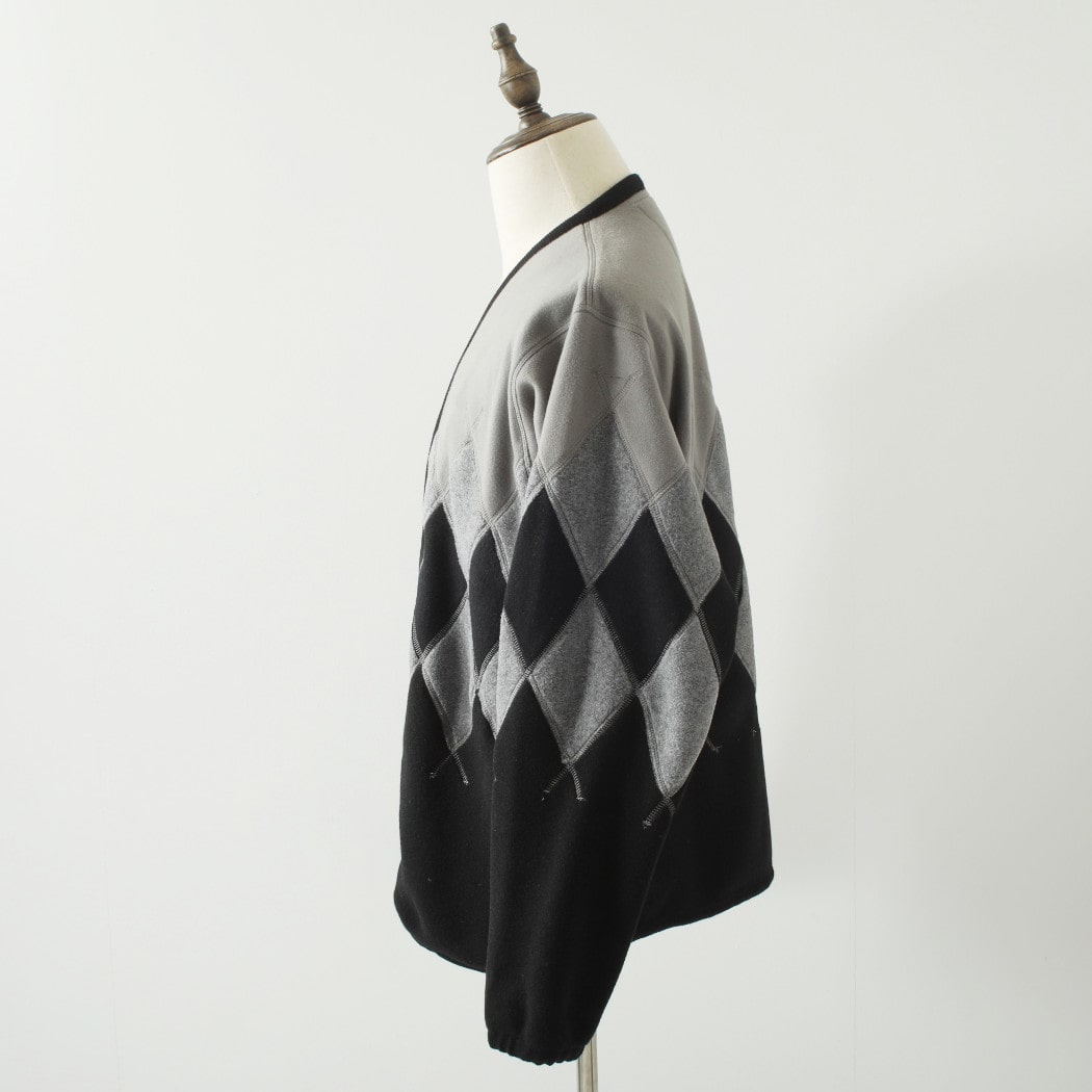 BURLAP OUTFITTER バーラップアウトフィッター アーガイル フリース カーディガン グレー ブラック