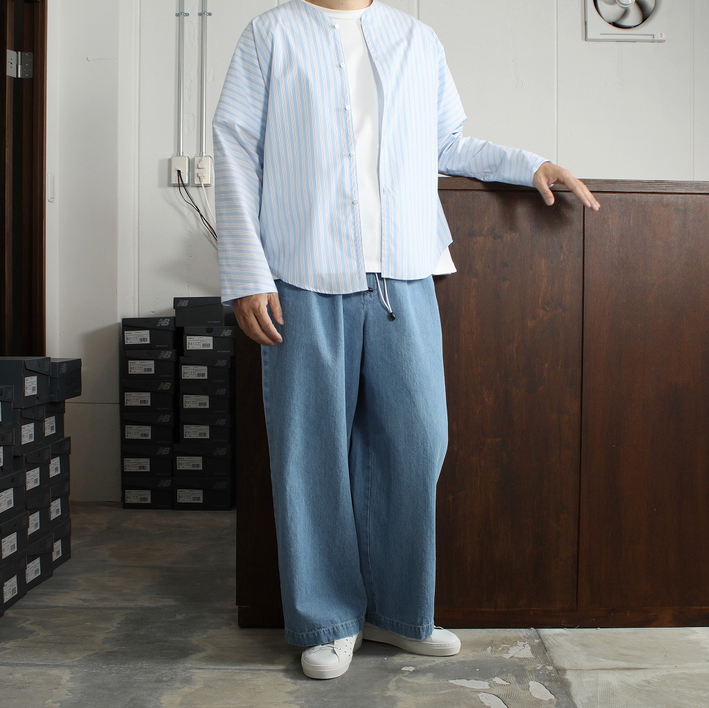 ATHA アタ ダボシャツ ブルーストライプ ユニセックス SUPERIOR PIMA STRIPE DABO SHIRT BLUE STRIPE