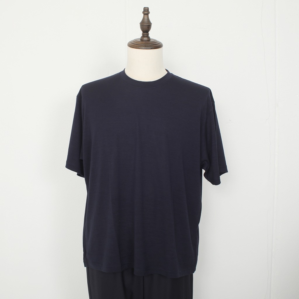 CAPERTICA カペルチカ ウールTシャツ Super120s ウオッシャブルウール オーバーサイズ ネイビー