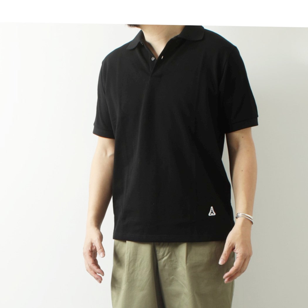 アグレアーブル Agreable ポロシャツ エッフェル塔ワッペン ブラック Noir