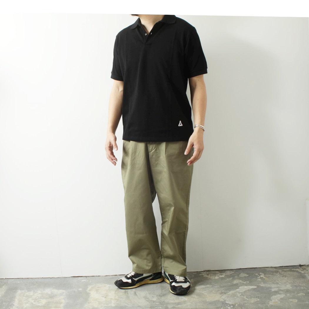 アグレアーブル Agreable ポロシャツ エッフェル塔ワッペン ブラック Noir