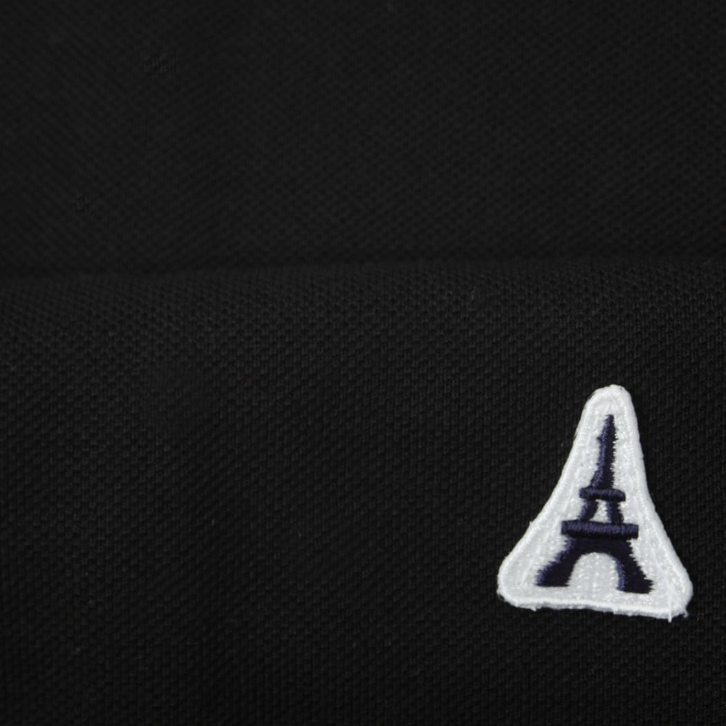 アグレアーブル Agreable ポロシャツ エッフェル塔ワッペン ブラック Noir