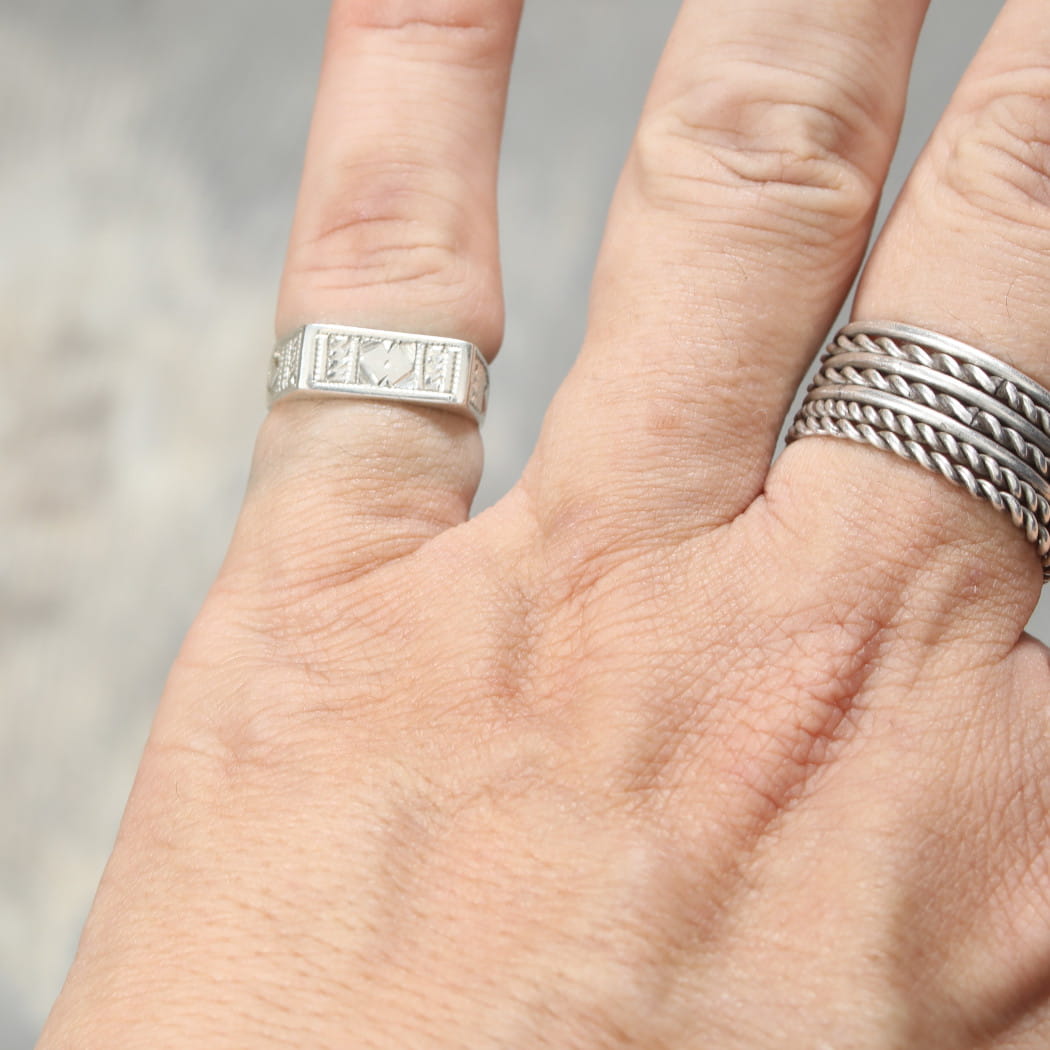 TOUAREG SILVER JEWELRY トゥアレグ シルバー ジュエリー レクタングル3 シルバーリング  シルバー 15号