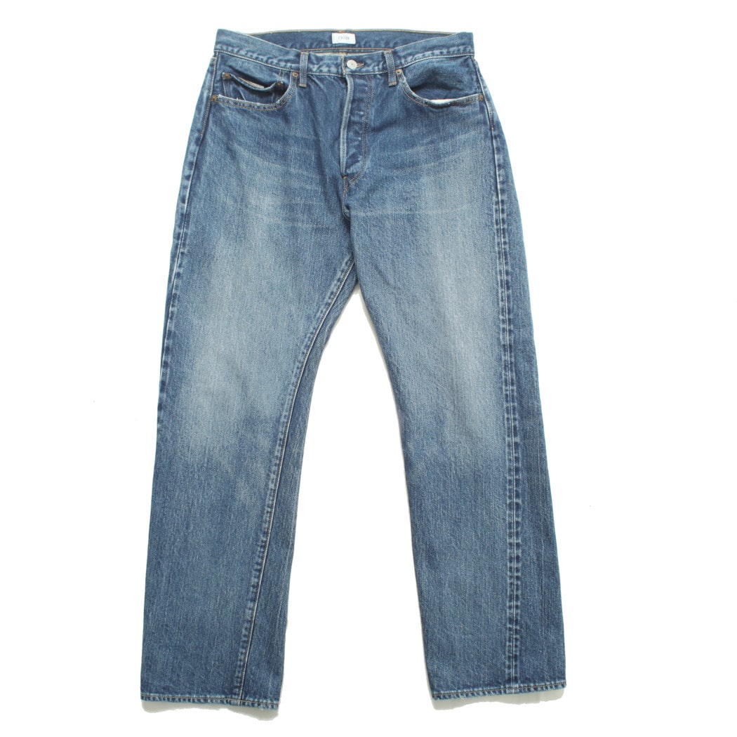 CIOTA シオタ New Straight 5 Pocket Pants 本藍 スビンコットン 13.5oz ウオッシュド ストレートデニム ミディアムダークブルーダメージ