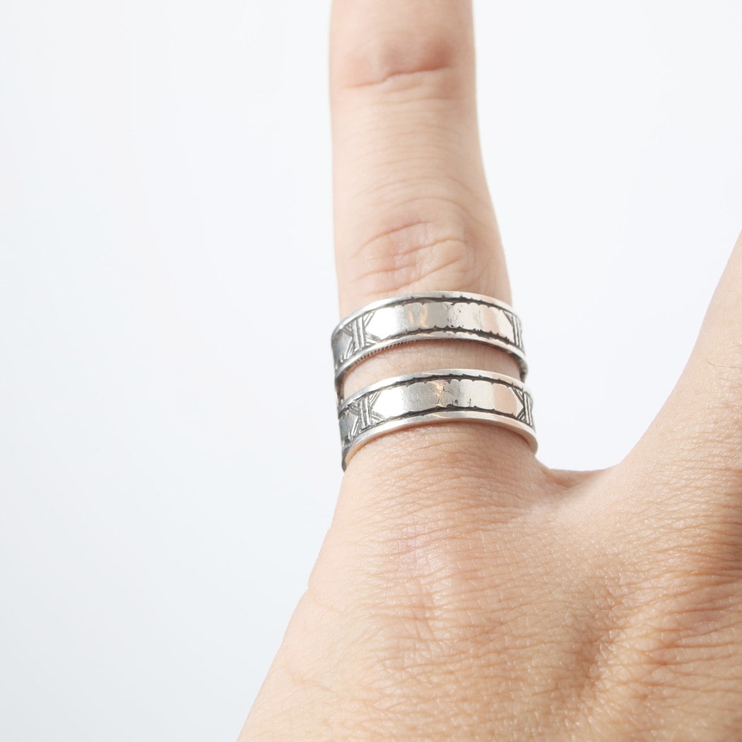 TOUAREG SILVER JEWELRY トゥアレグ シルバー ジュエリー シルバーリング 2段 シルバー