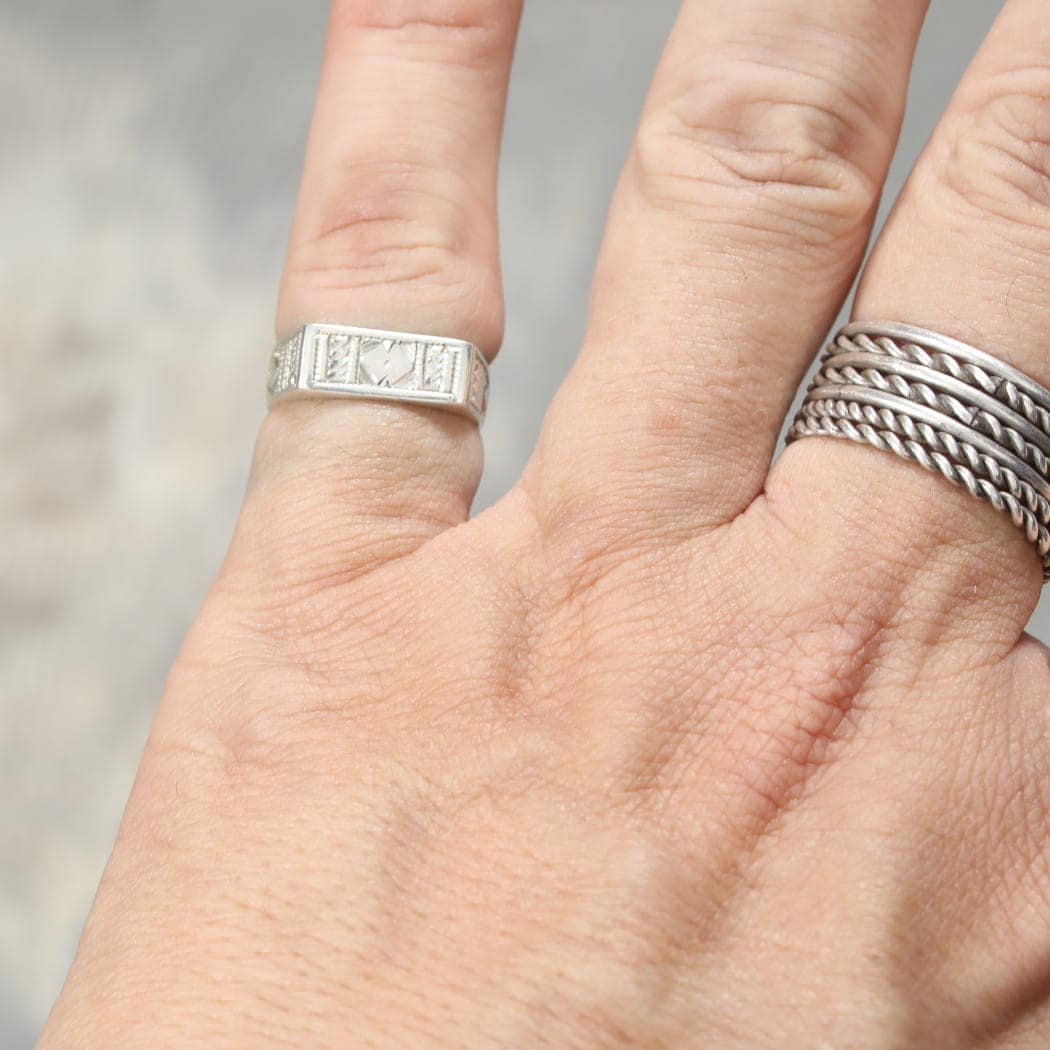 TOUAREG SILVER JEWELRY トゥアレグ シルバー ジュエリー レクタングル8 シルバーリング シルバー 13号